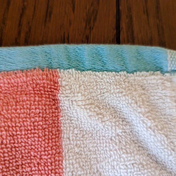 HP Tommy Hilfiger Orange, White & Blue Striped 100% Cotton Washcloth 12" x 11.5" - Picture 5 of 6